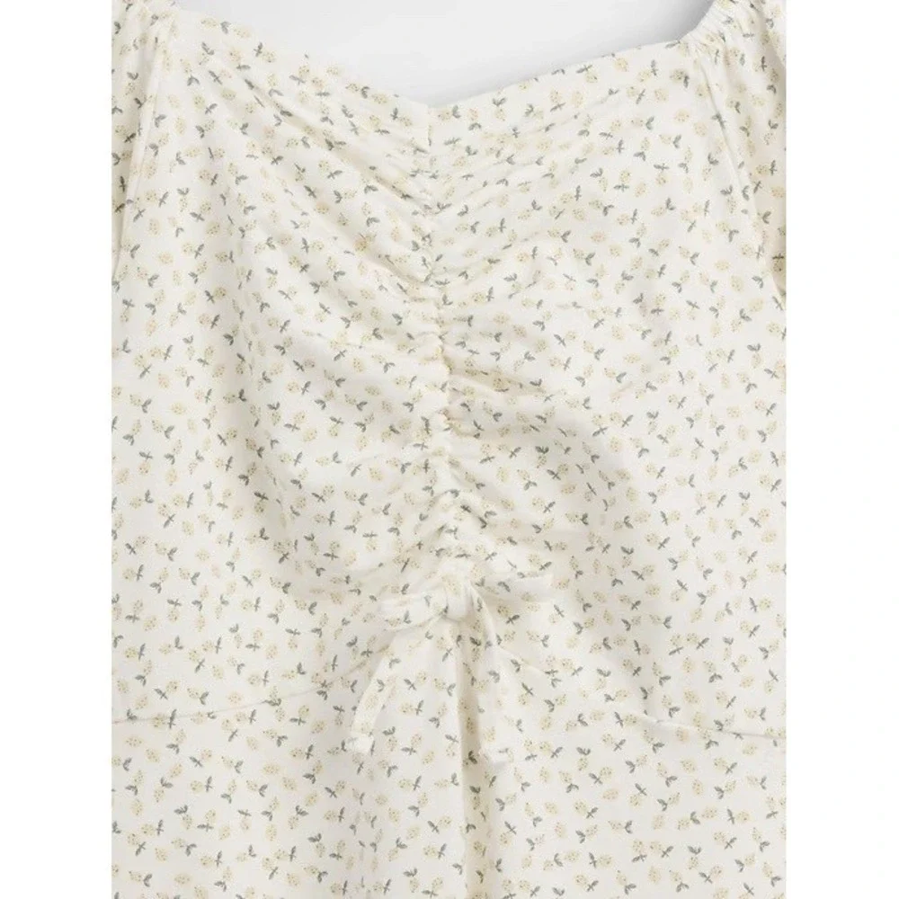 Gap Kids Girls Ruched Dress Dress Lemon Print XL(12) AOP 895056